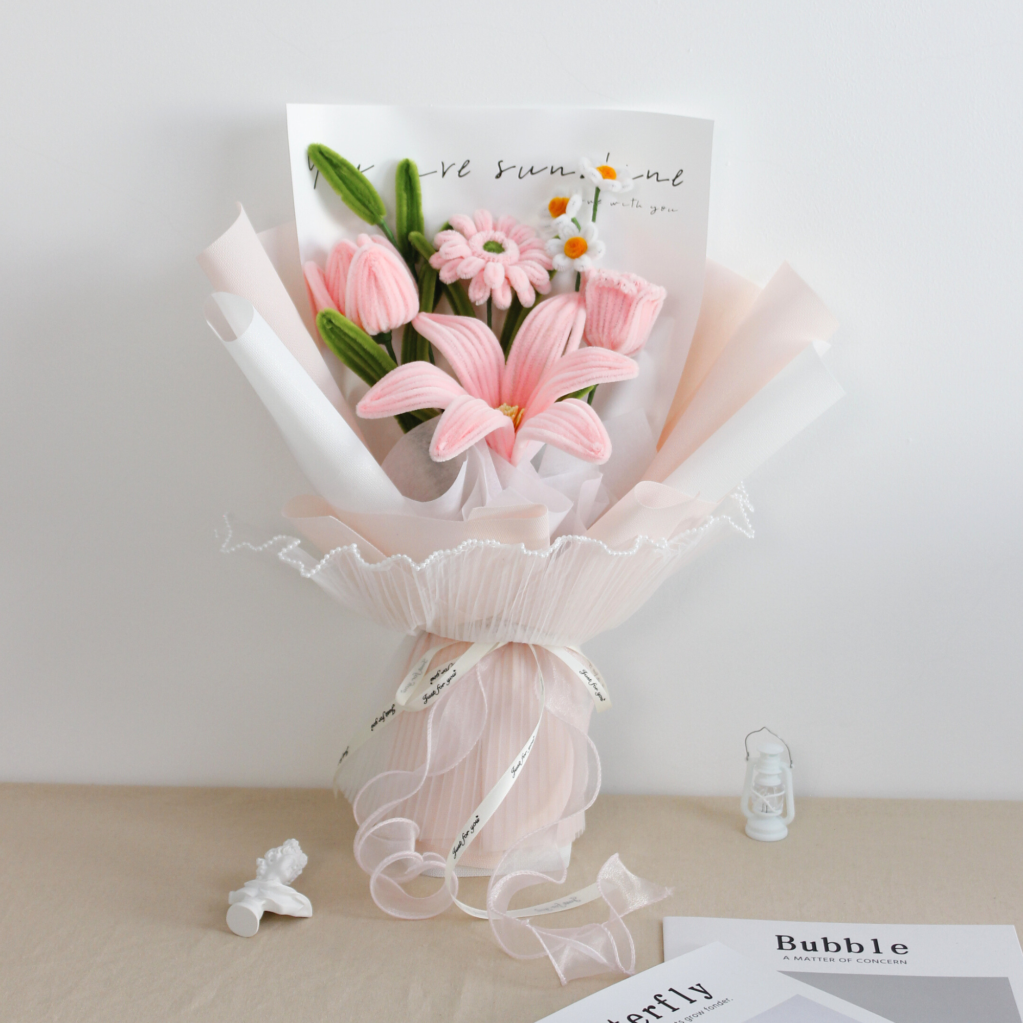 tulips and lilies flower bouquet DIY Kit of Pipe Cleaner Flowers