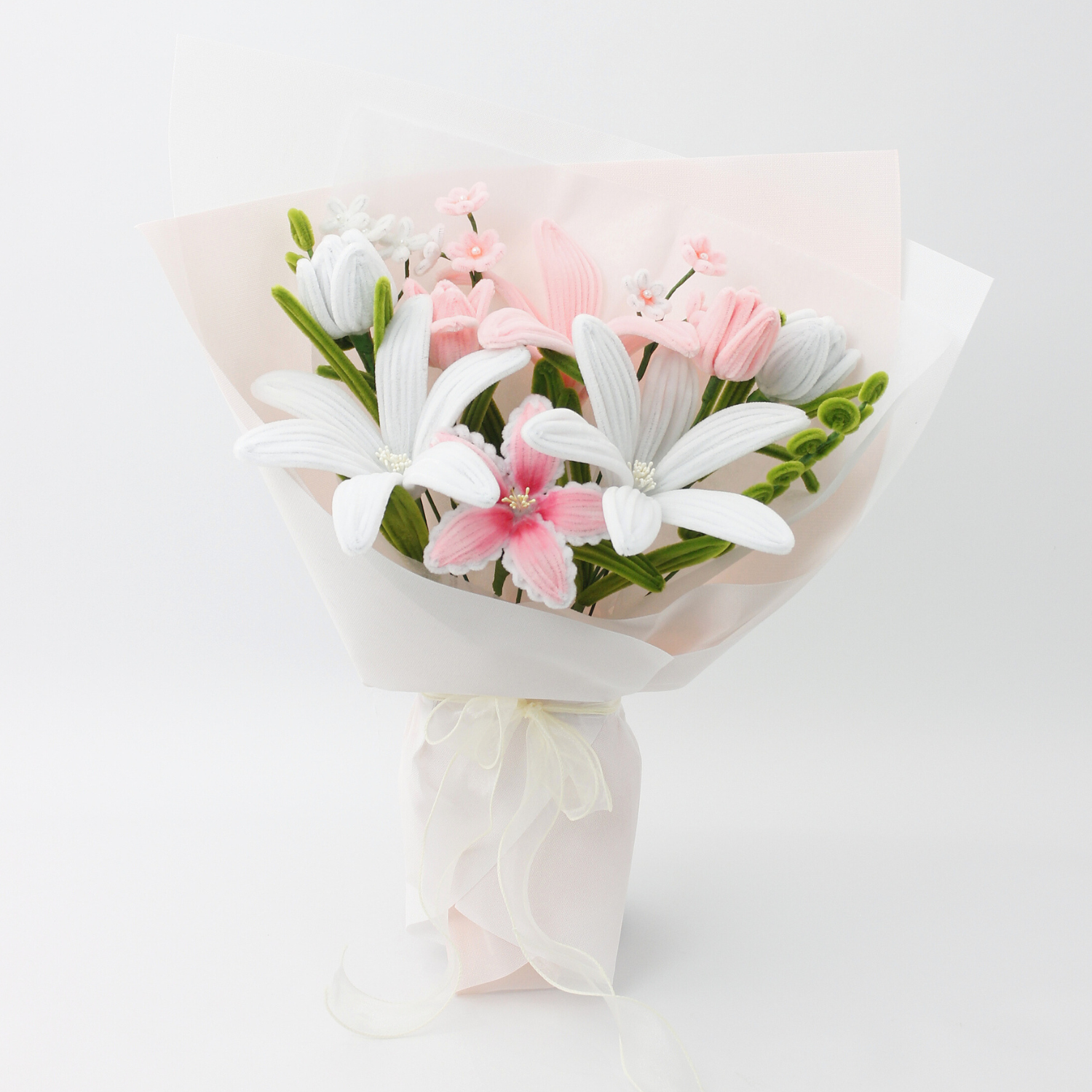 lily flower arrangement birthday Pastel Bloom Bouquet – Handmade Lily & Tulip Arrangement