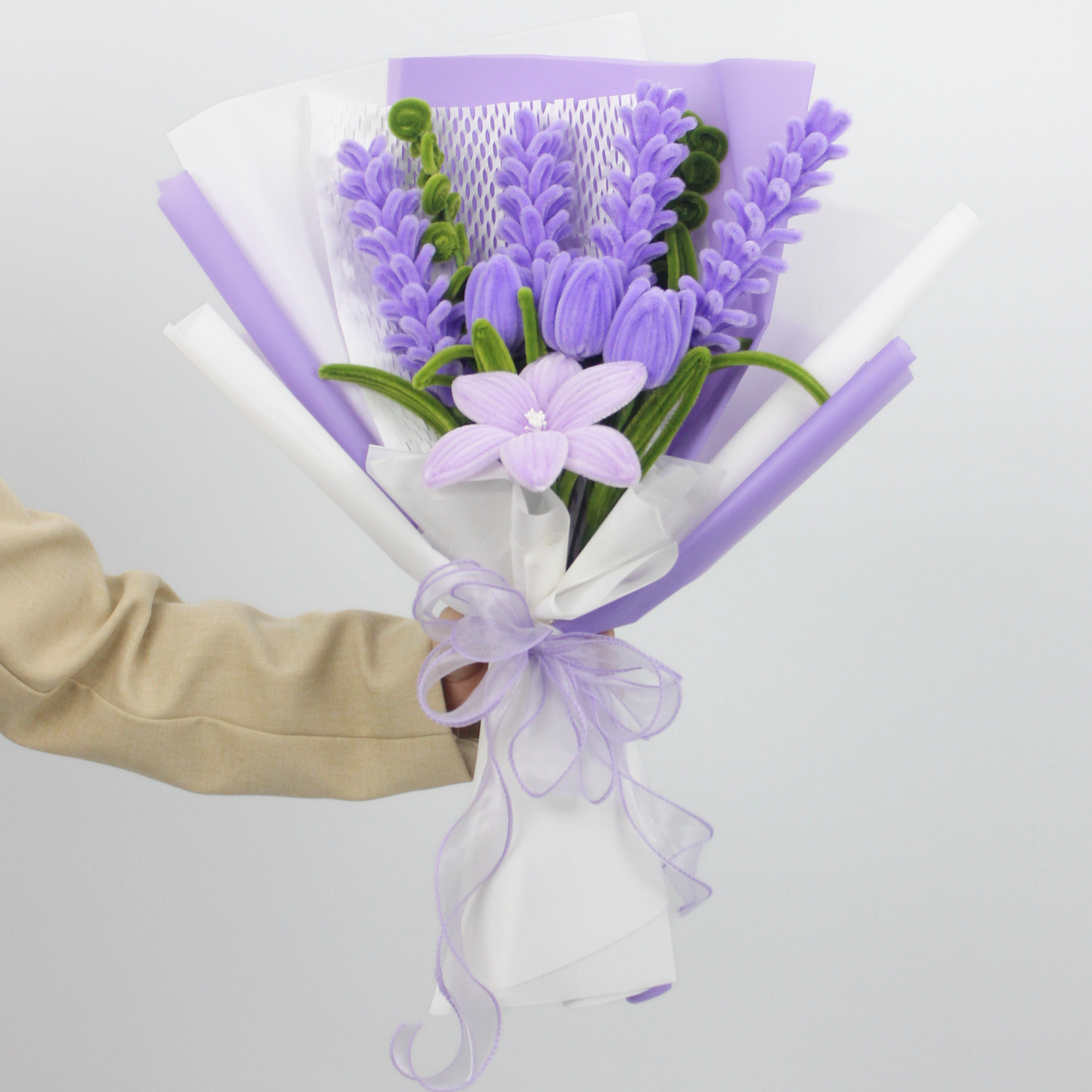 purple lily flower bouquet Enchanted Essence – Purple Lily, Tulip & Lavender Bouquet