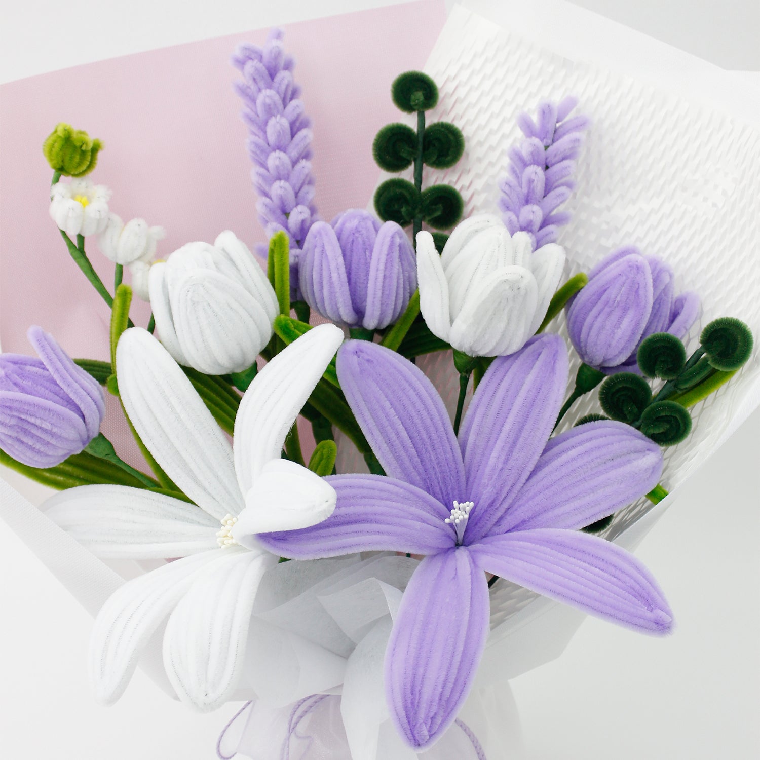 Moonlit Elegance Bouquet – Handmade Lily & Tulip Arrangement